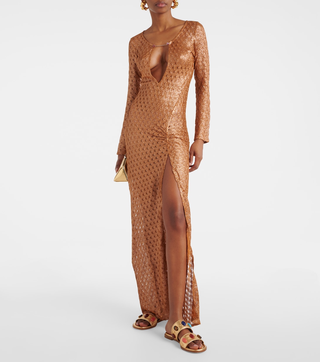 Verzierte Sandalen Shanti aus Metallic-Leder | Gianvito Rossi