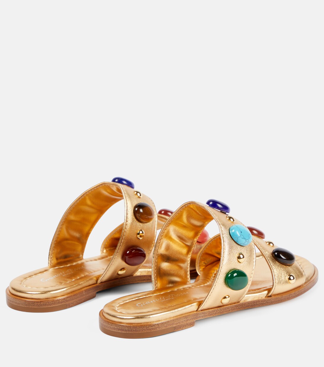 Verzierte Sandalen Shanti aus Metallic-Leder | Gianvito Rossi