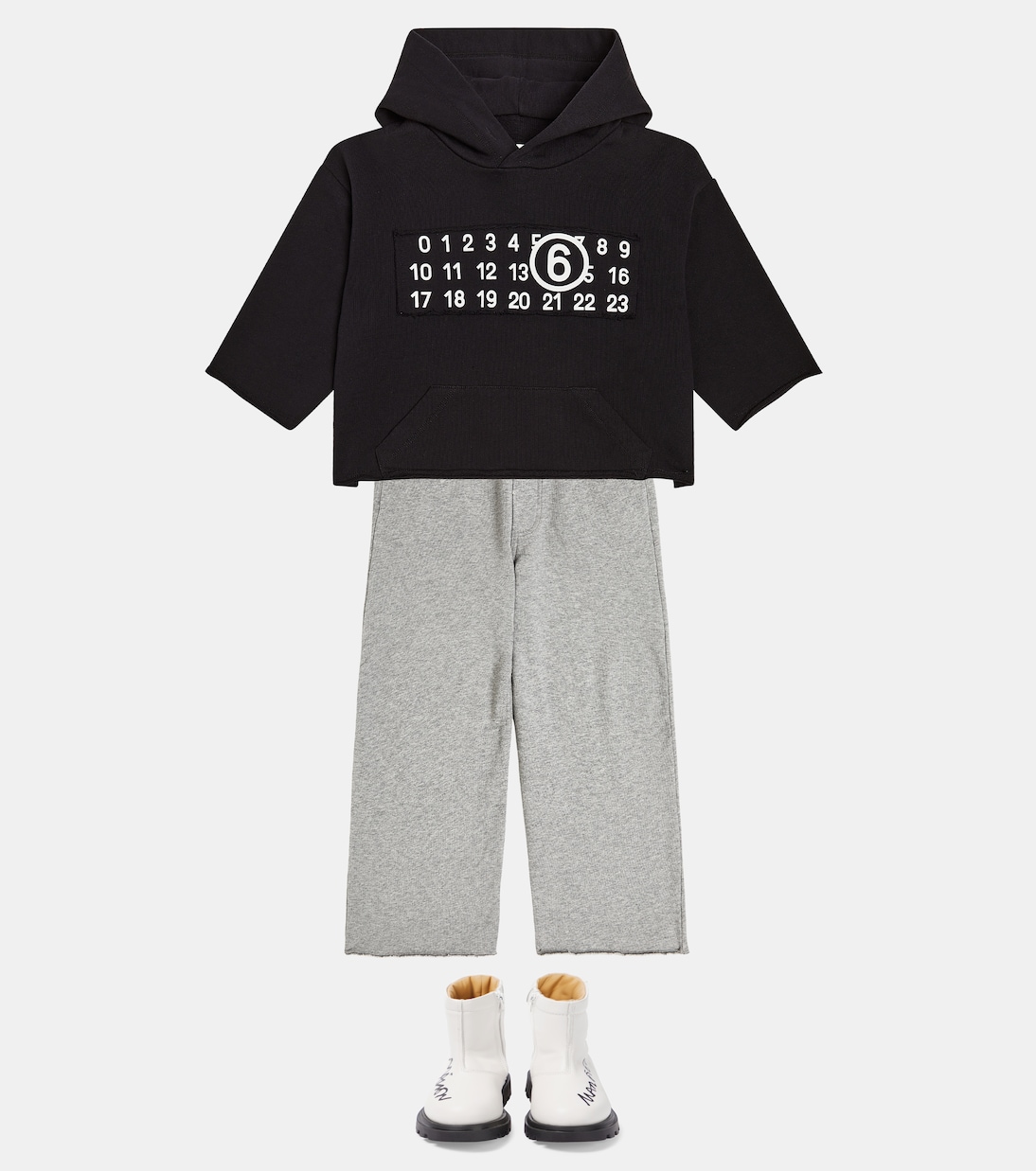 Cropped cotton jersey hoodie | MM6 Maison Margiela Kids