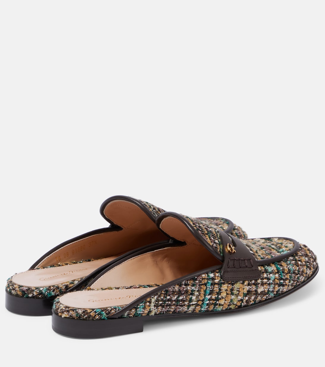 Leather-trimmed bouclé mules | Gianvito Rossi