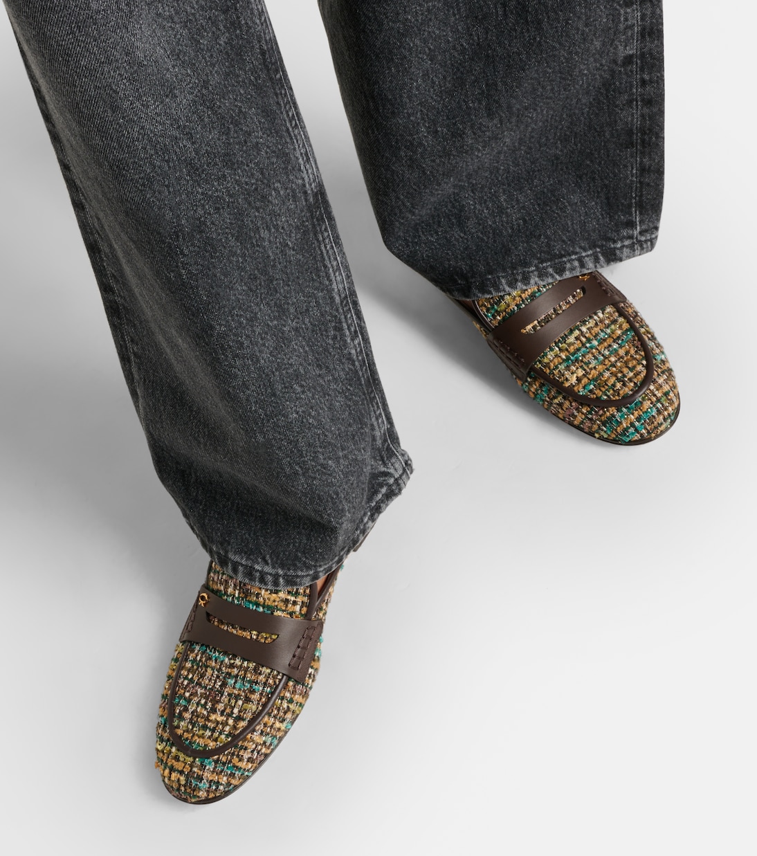 Leather-trimmed bouclé mules | Gianvito Rossi