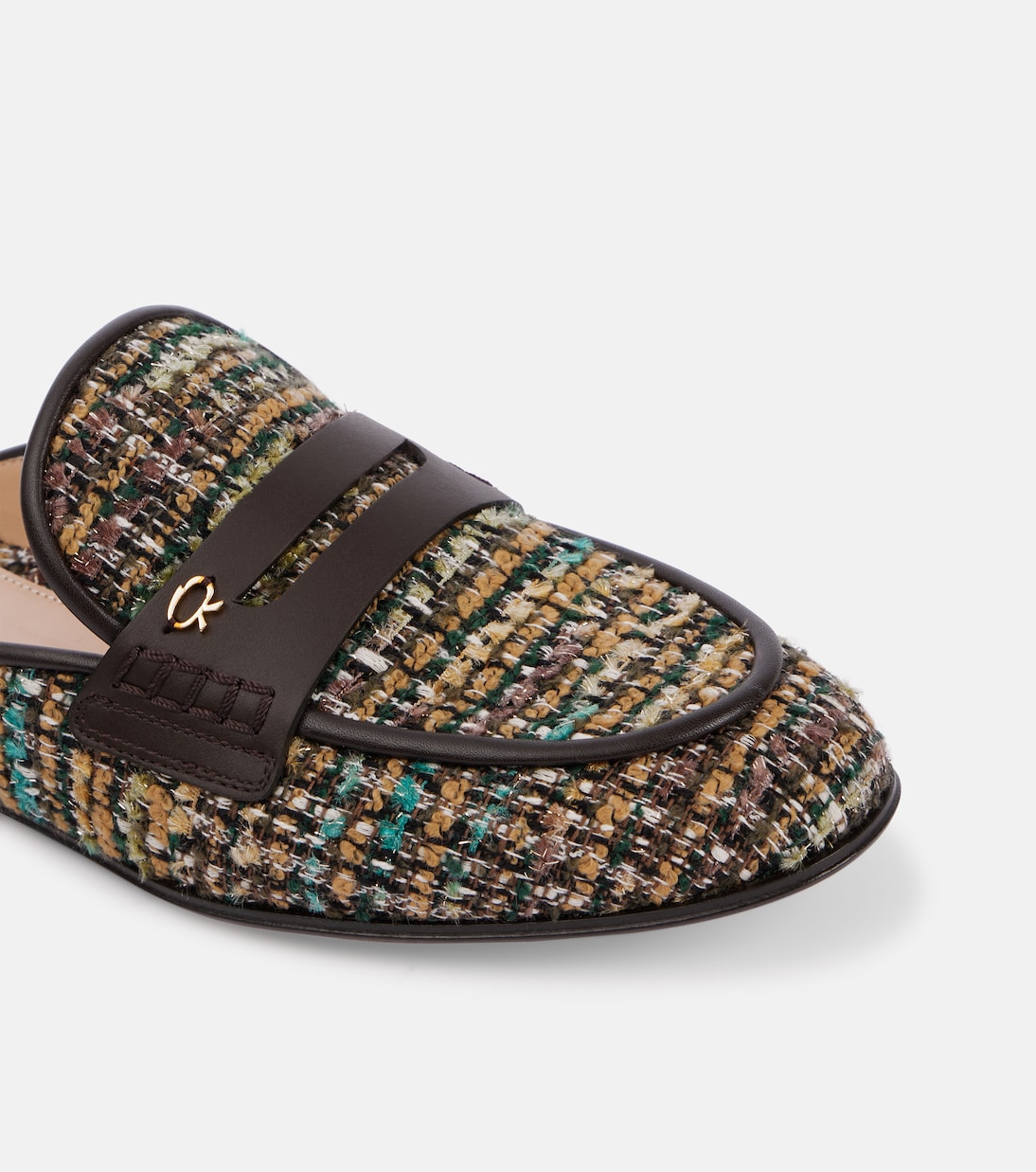 Leather-trimmed bouclé mules | Gianvito Rossi