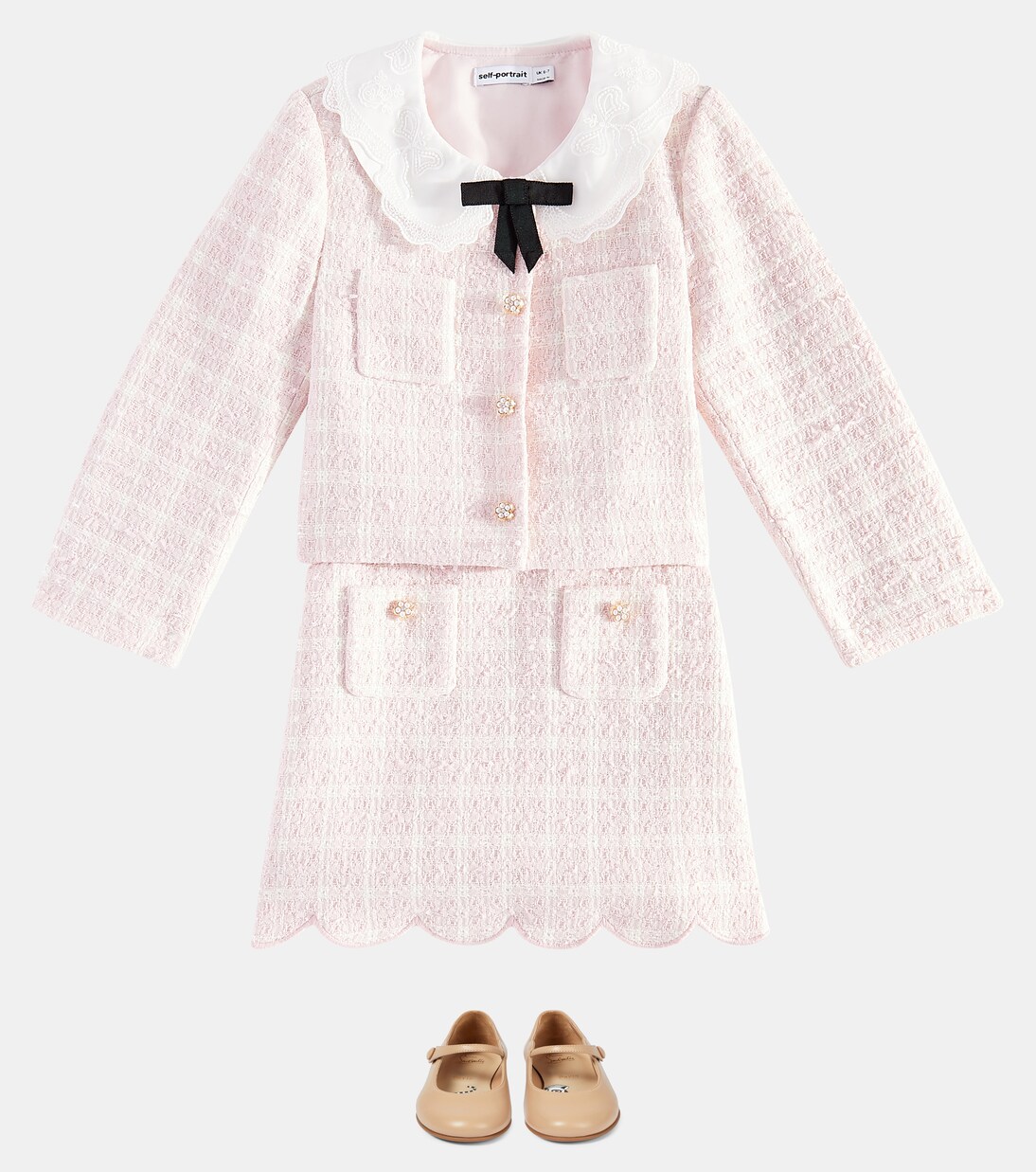 Lace-trimmed bouclé jacket | Self-Portrait Kids