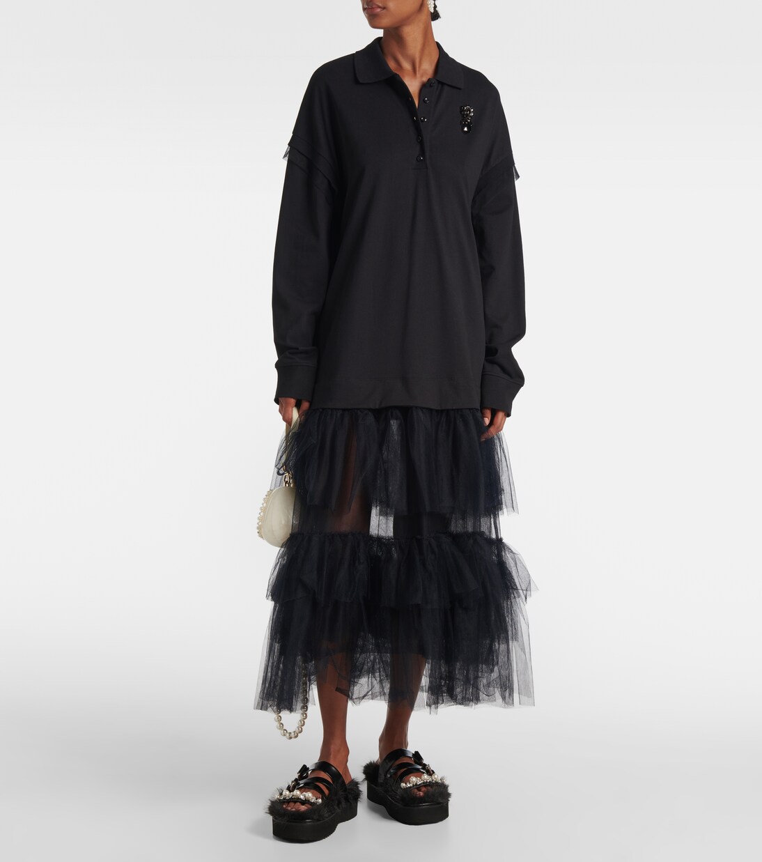 Verzierte Plateausandalen aus Leder mit Faux Fur | Simone Rocha