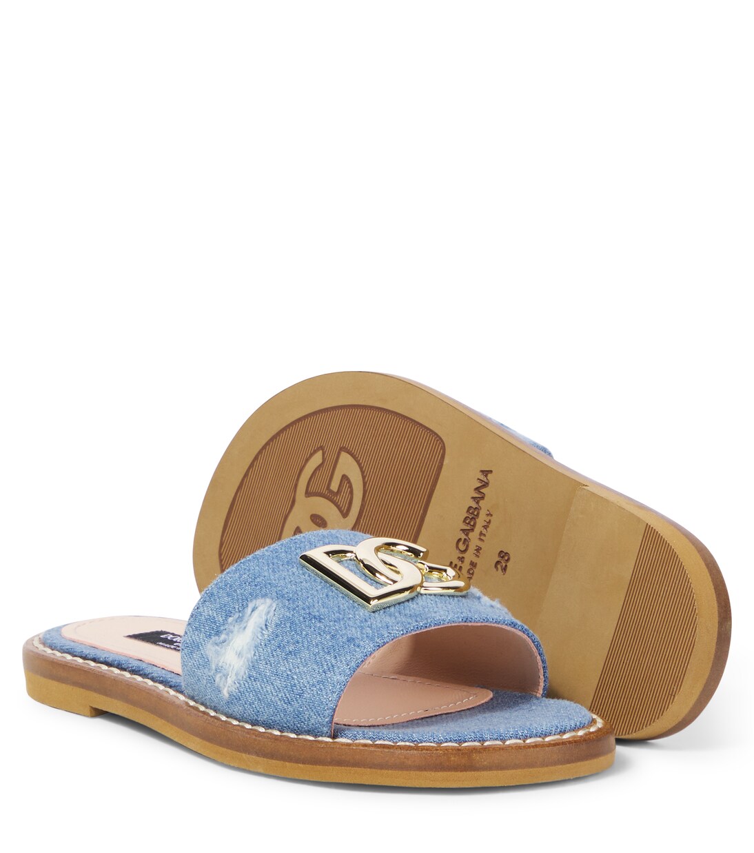 DG distressed denim slides | Dolce&Gabbana Kids
