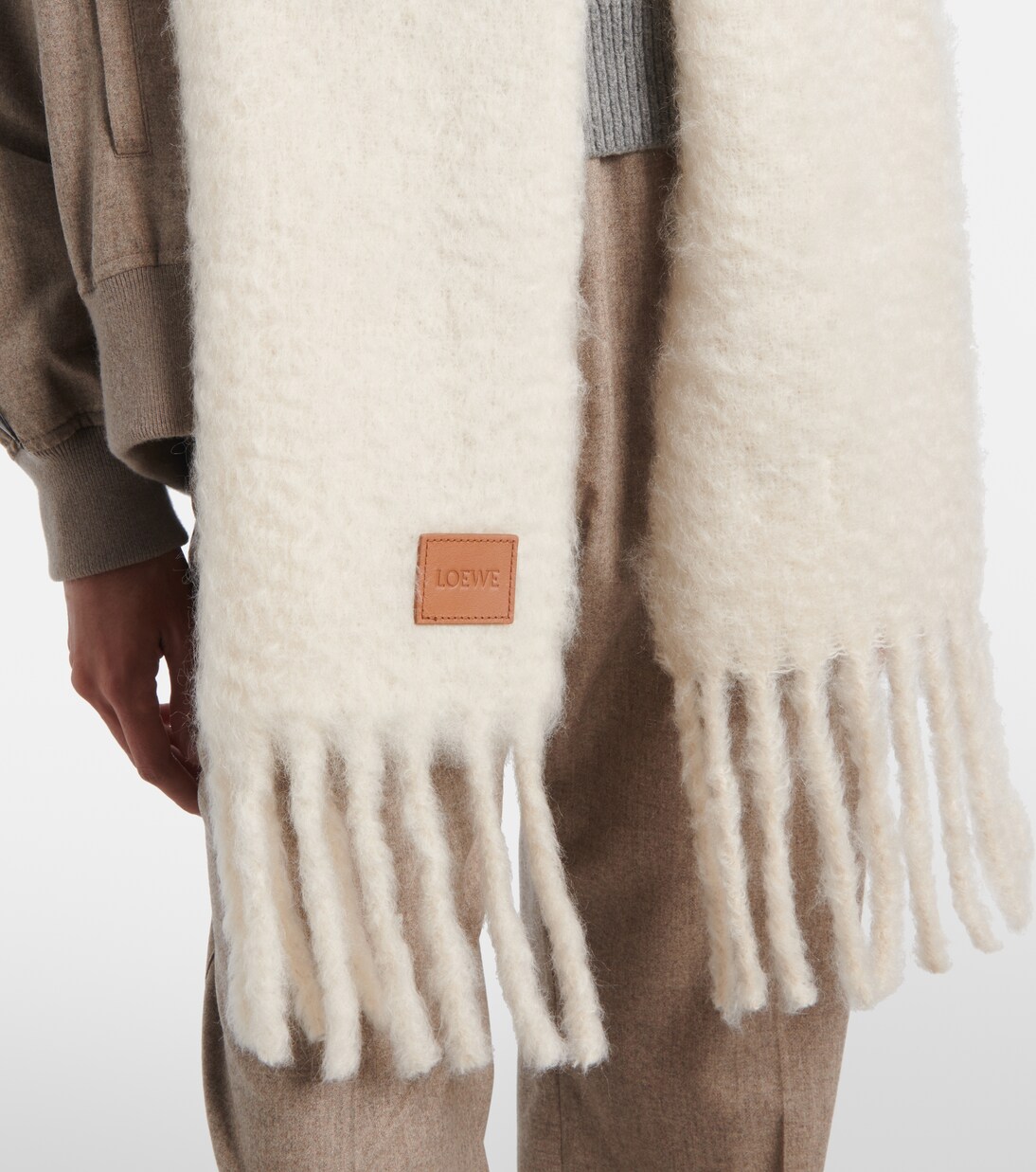 Fringed mohair and wool-blend scarf | Loewe