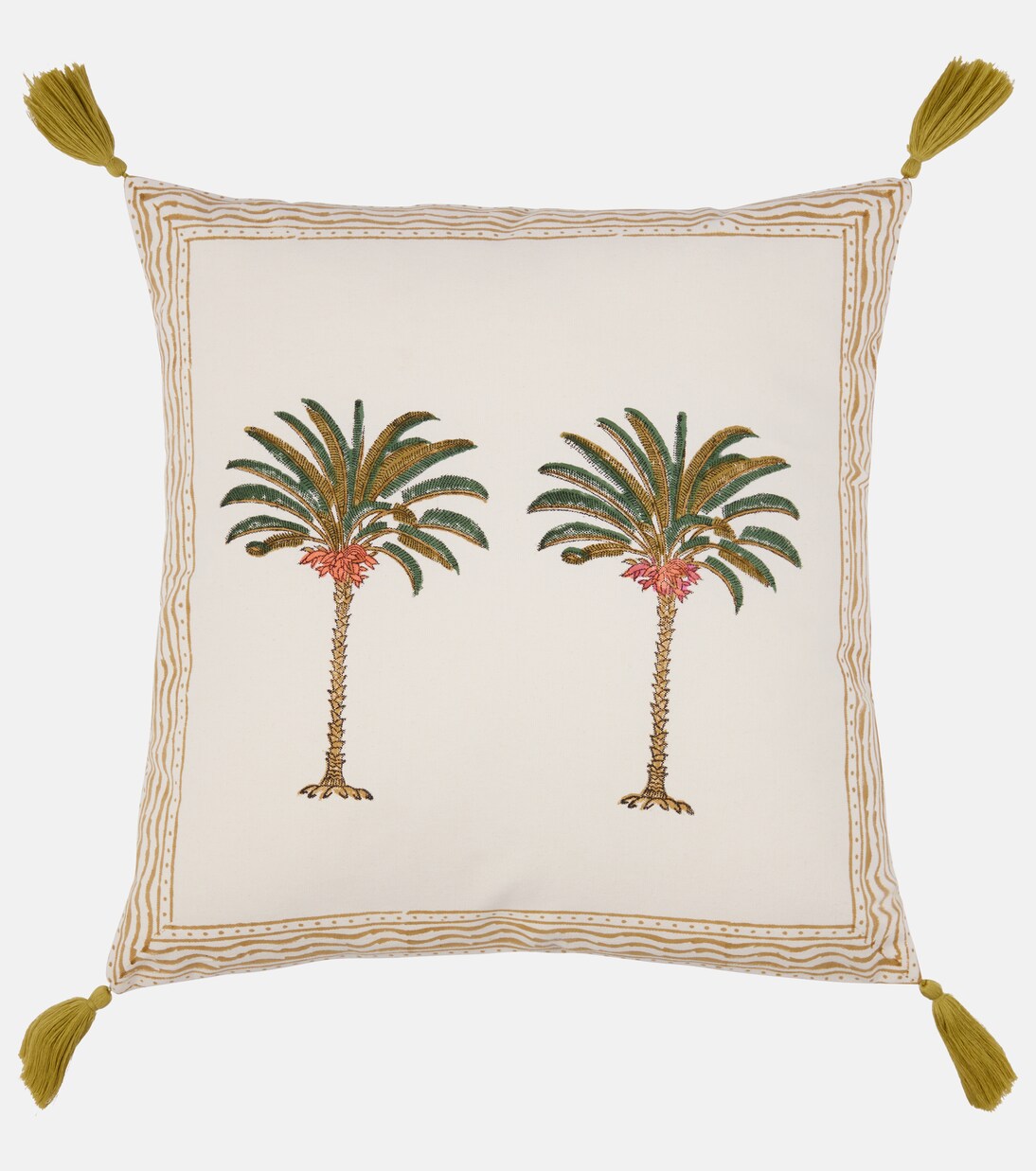 Palms printed cotton cushion | Les-Ottomans