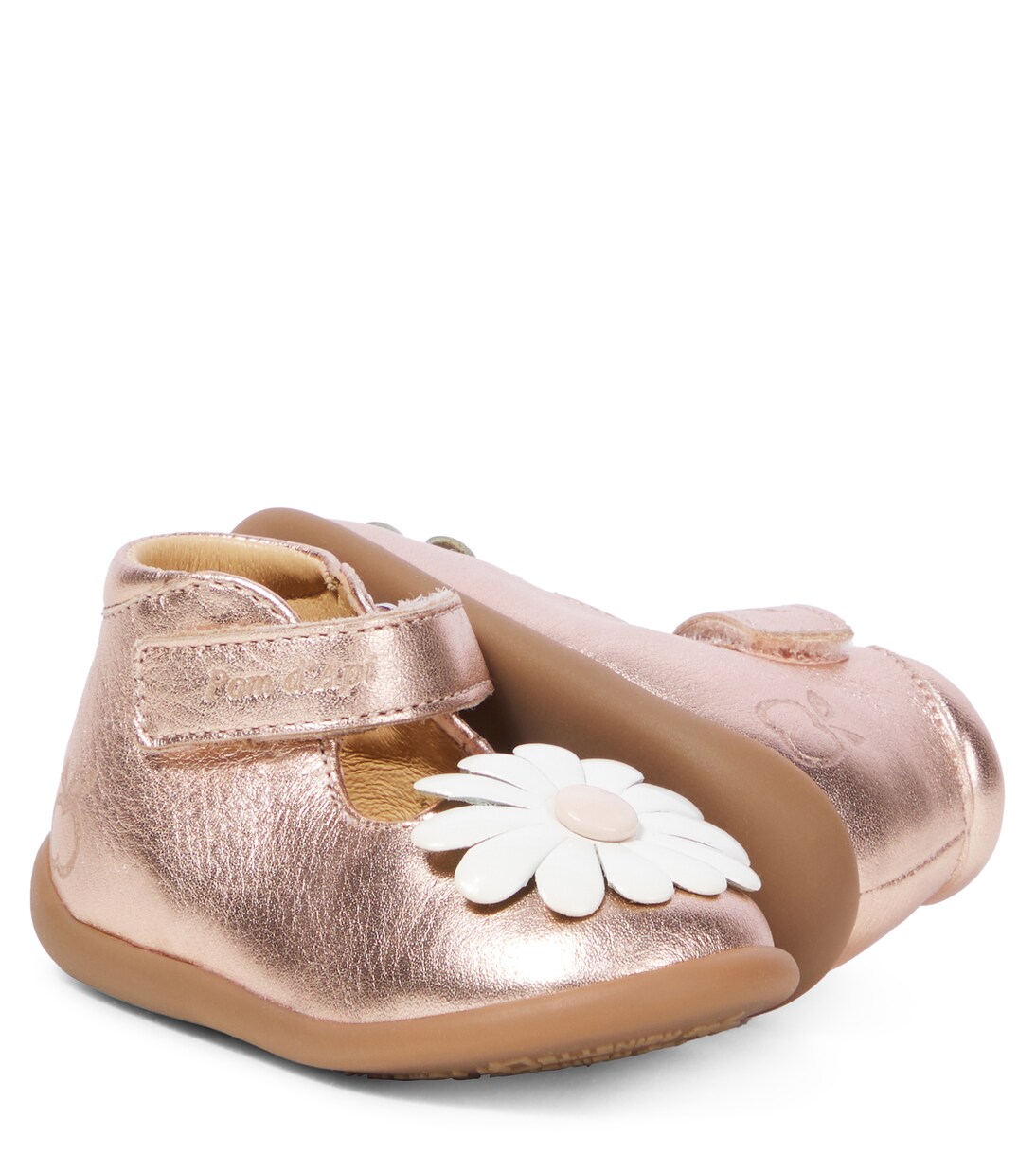 Baby Stand-Up Daisy metallic leather sandals | Pom d'Api