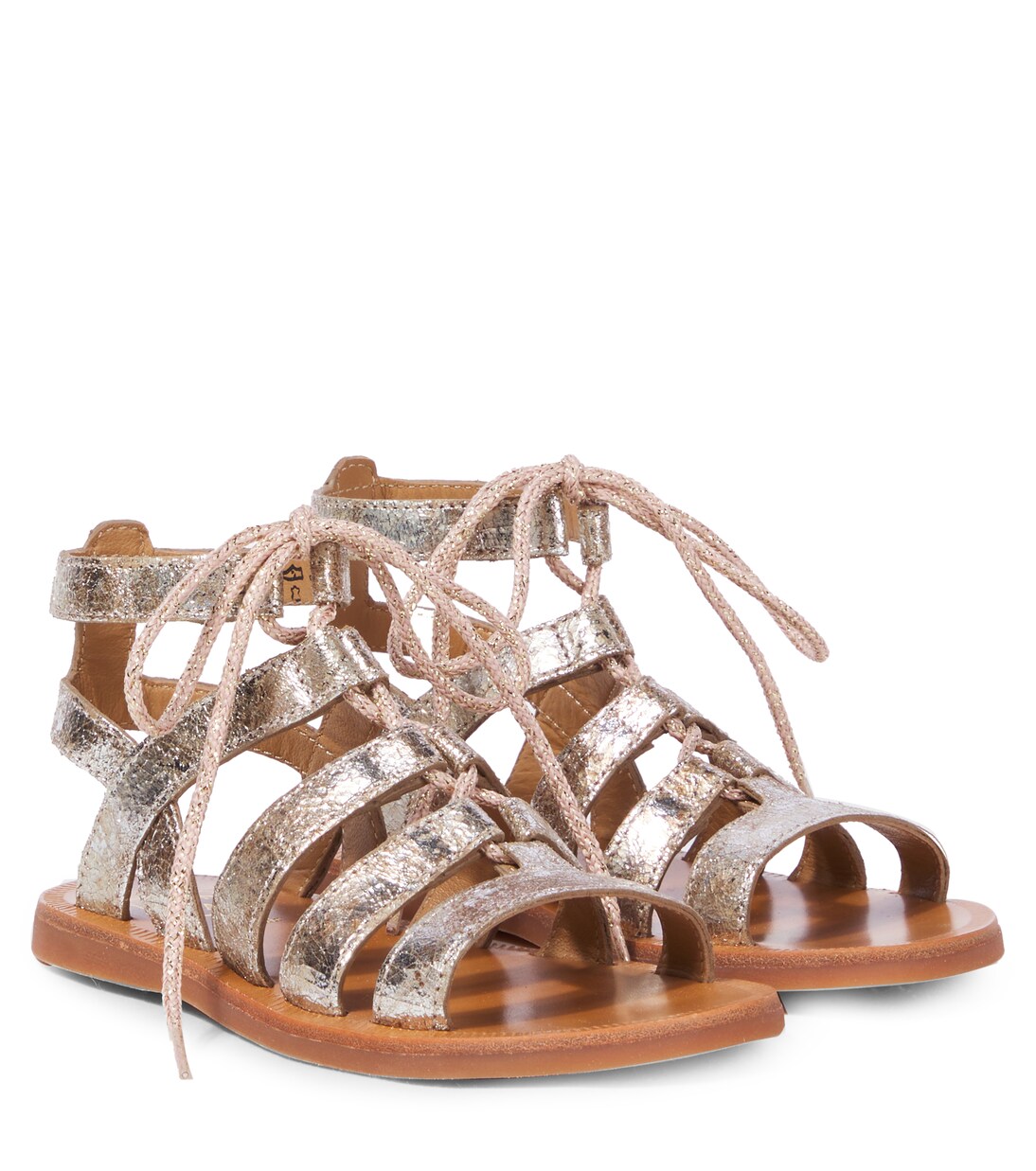 Plagette Guily metallic leather sandals | Pom d'Api
