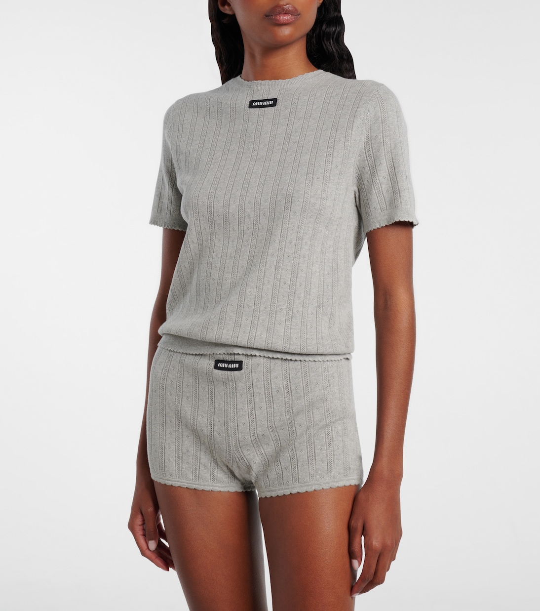 Knitted cotton shorts | Miu Miu
