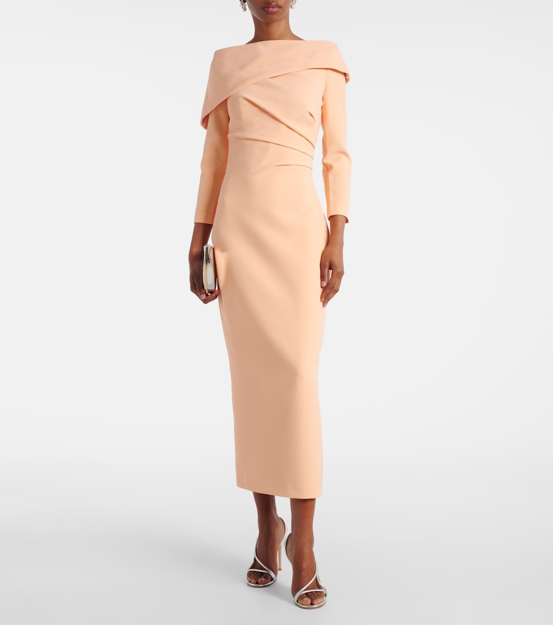 Off-Shoulder-Midikleid aus Crêpe | Safiyaa