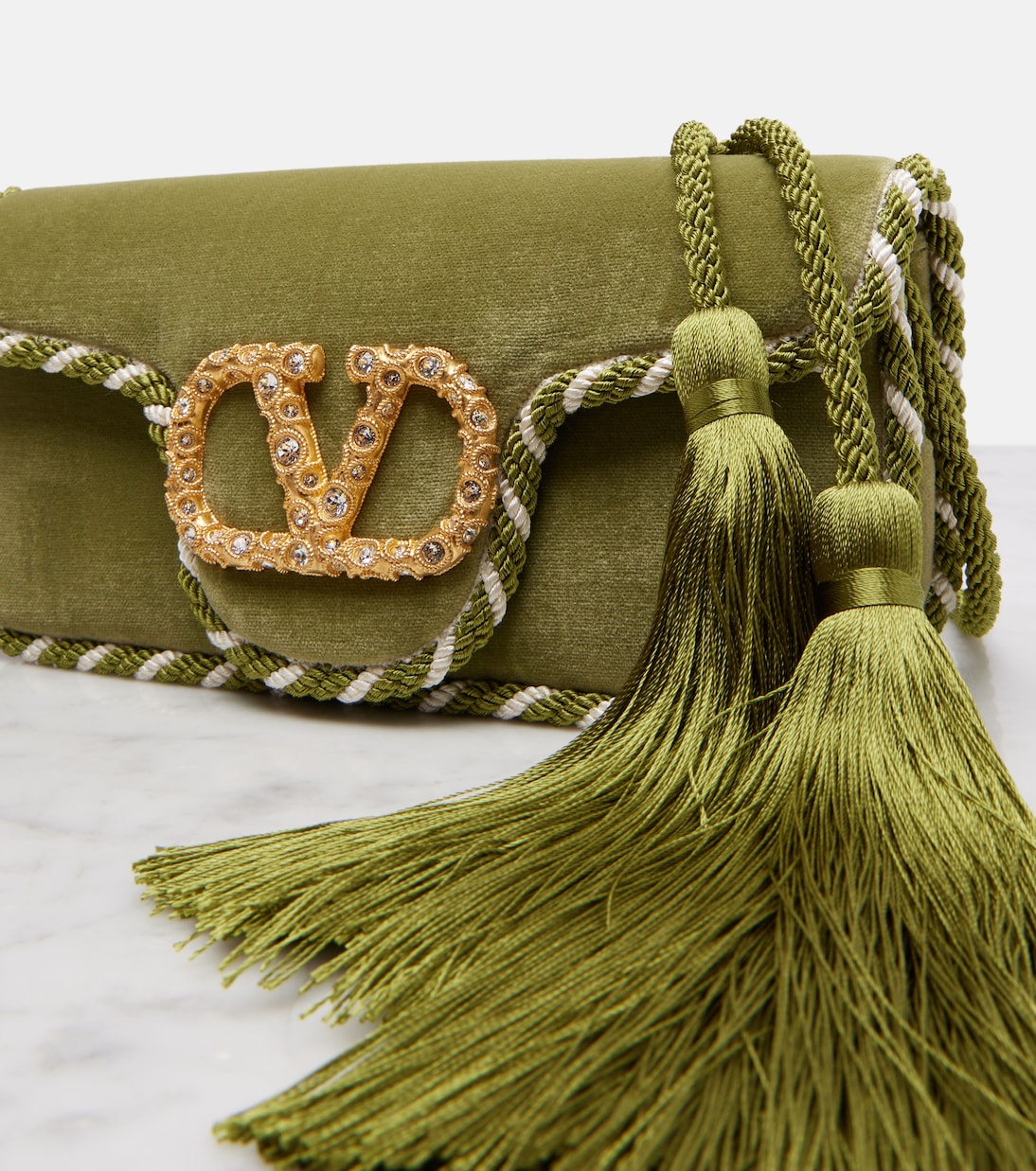 Verzierte Clutch Locò Mini aus Samt | Valentino Garavani