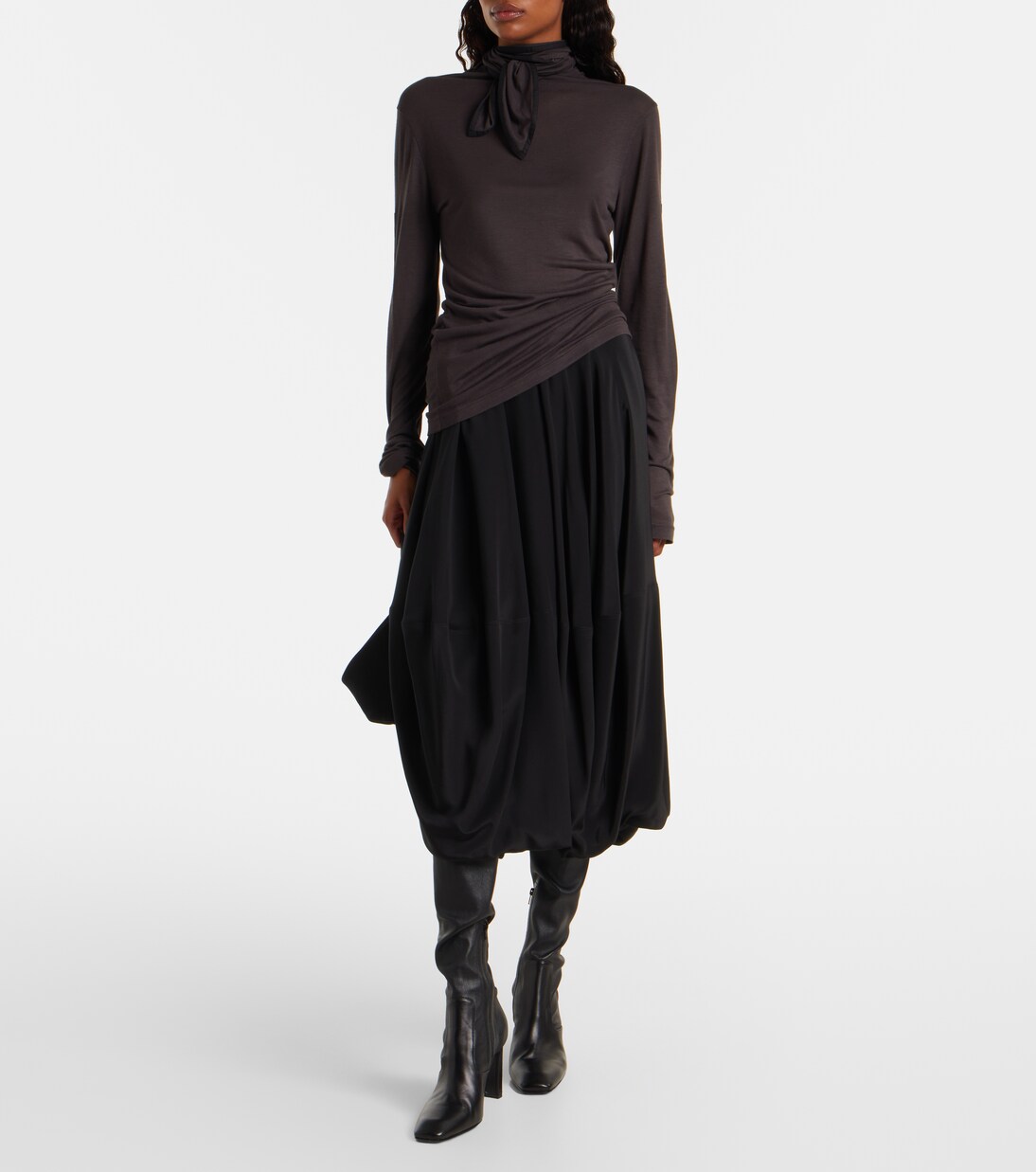 Tie-neck jersey top | Lemaire