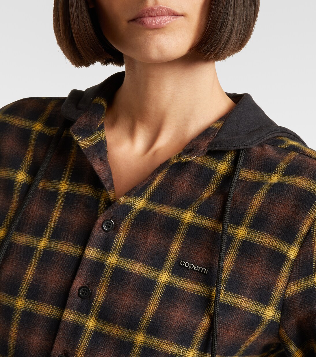 Camicia in cotone a quadri con cappuccio | Coperni