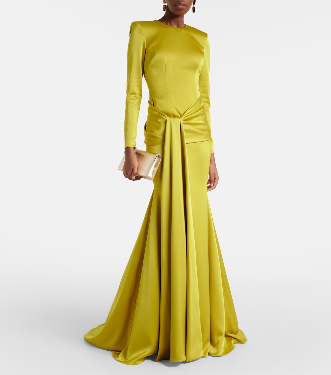 Draped sash satin crêpe gown | Alex Perry