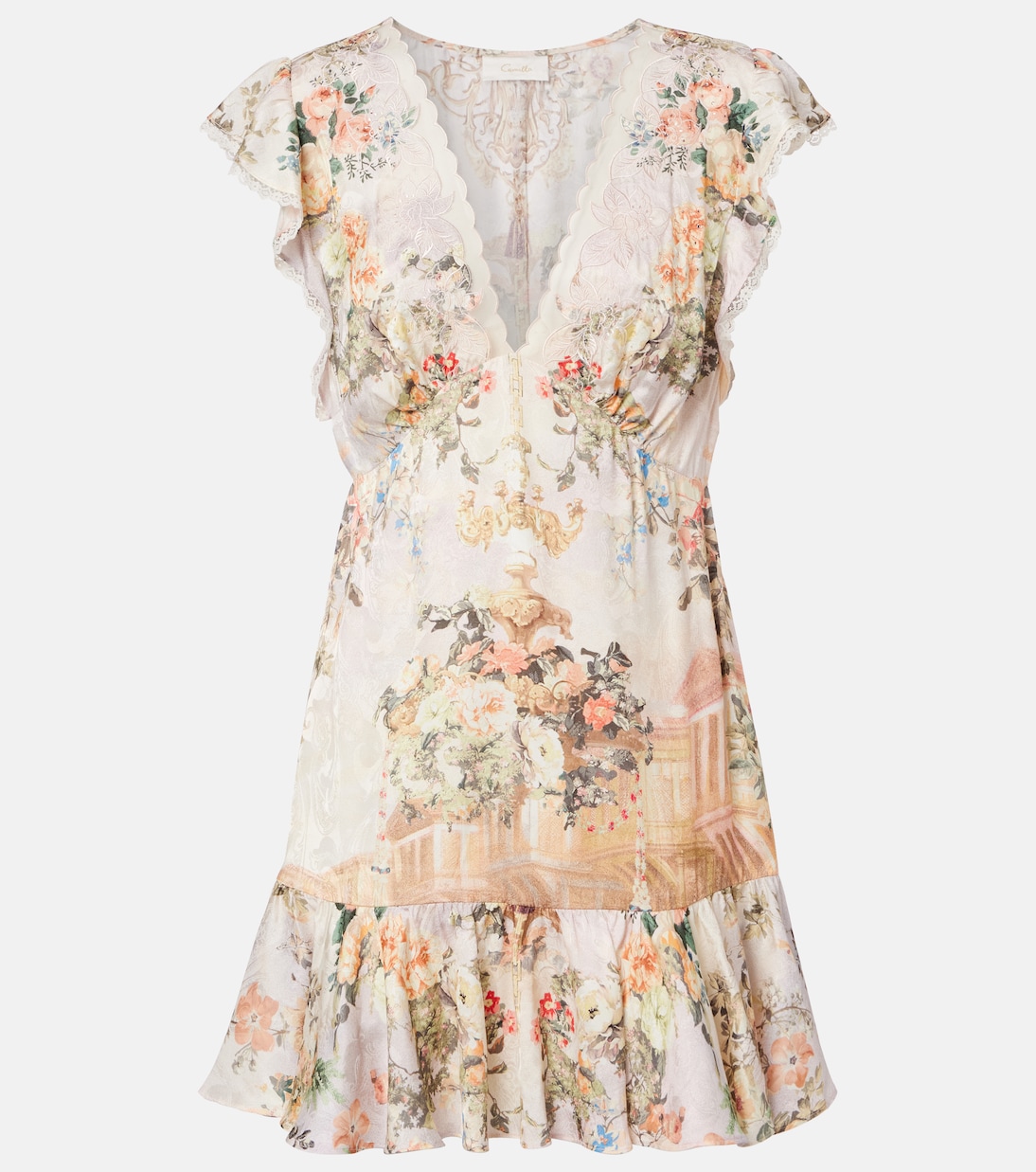 Embellished floral lace-trimmed minidress | Camilla