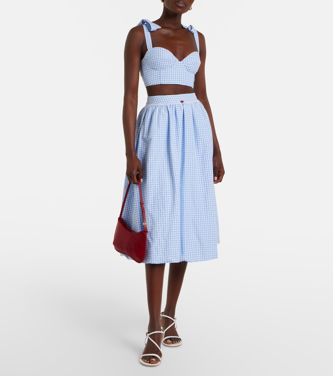 Gonna midi Alba in popeline di cotone a quadri | Bananhot