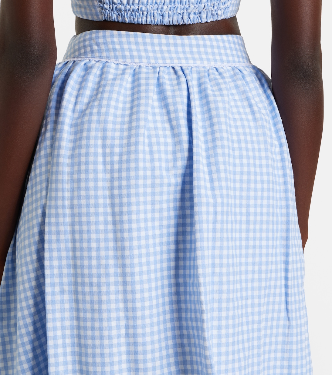 Gonna midi Alba in popeline di cotone a quadri | Bananhot