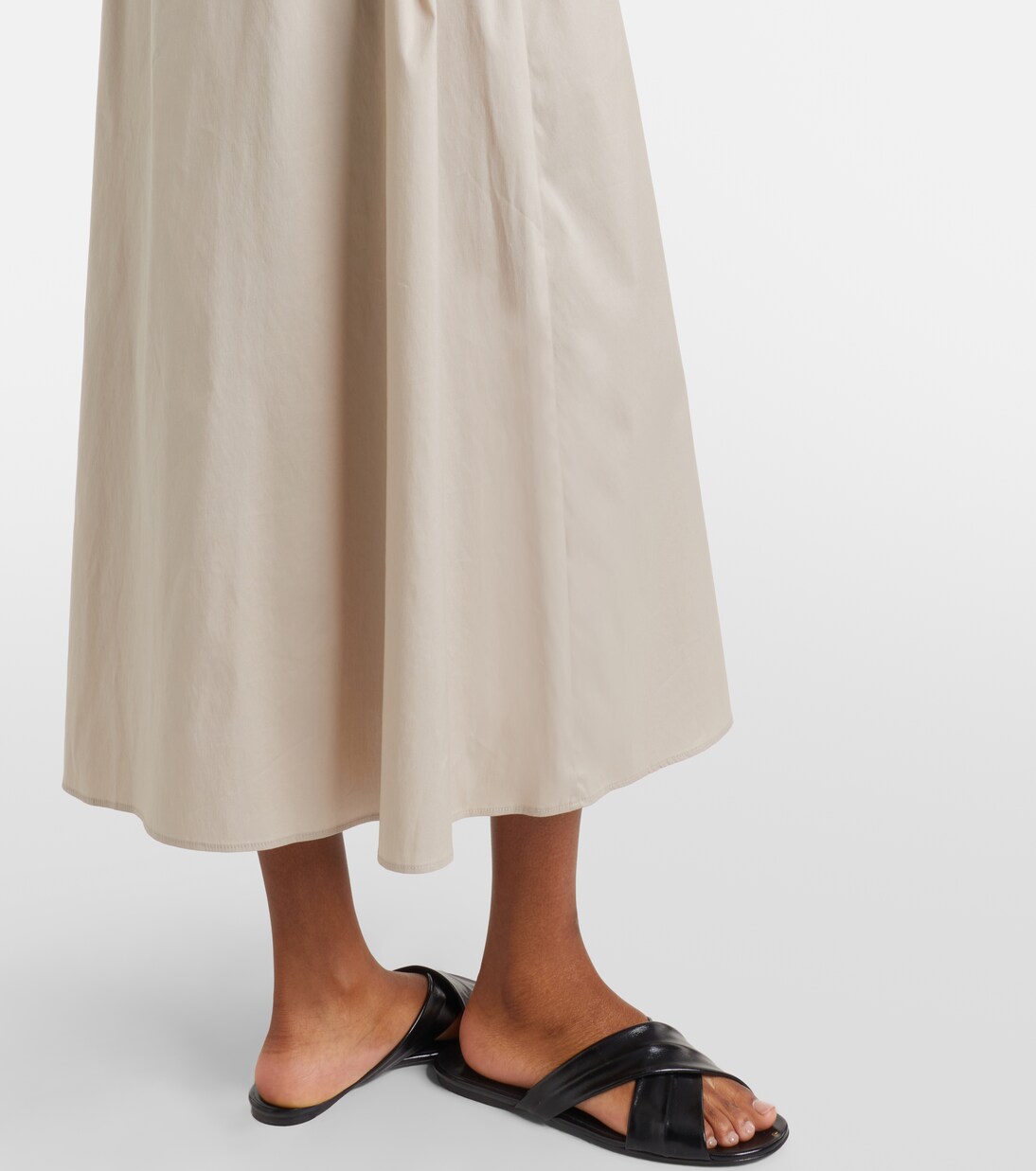 Cognac cotton-blend midi dress | Max Mara