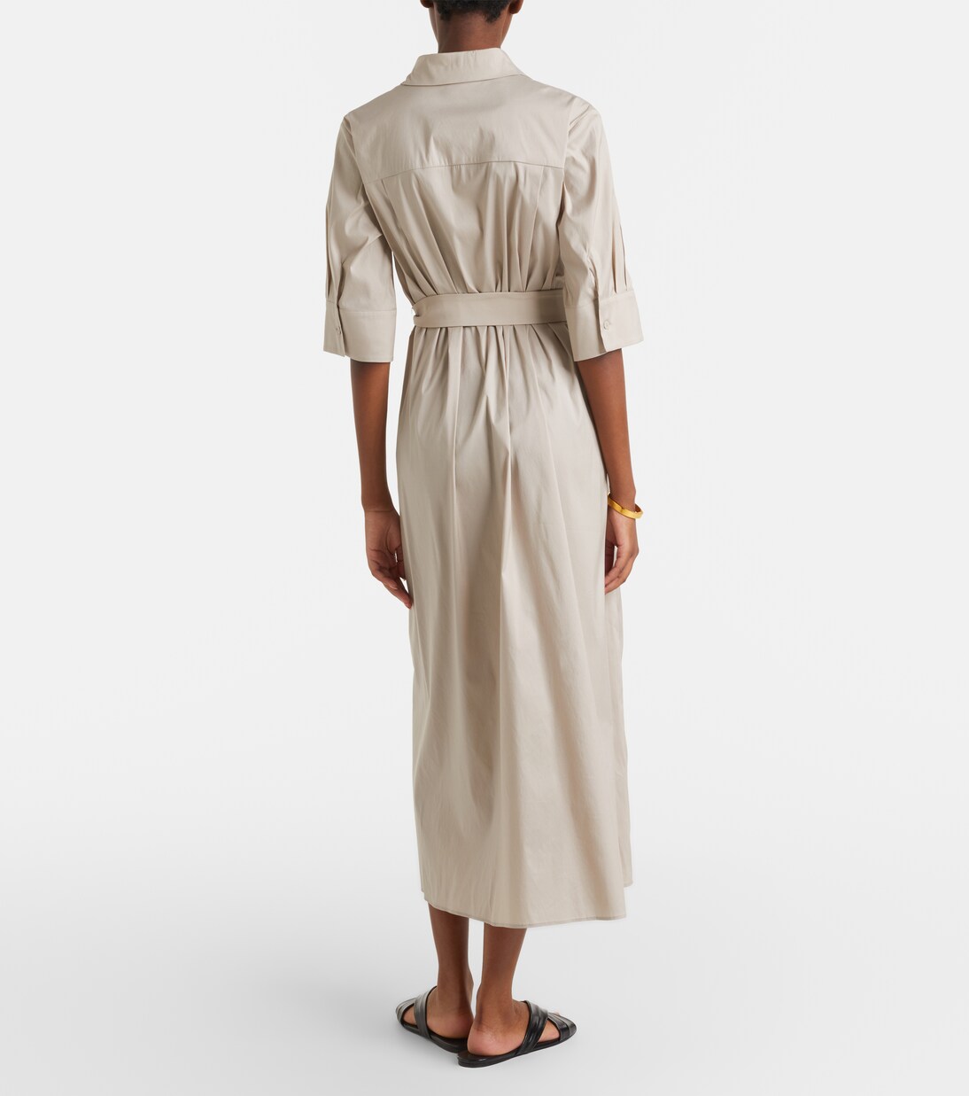 Cognac cotton-blend midi dress | Max Mara
