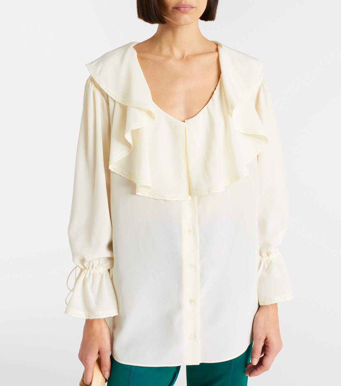 Top aus Seide mit Spitze | Chloé