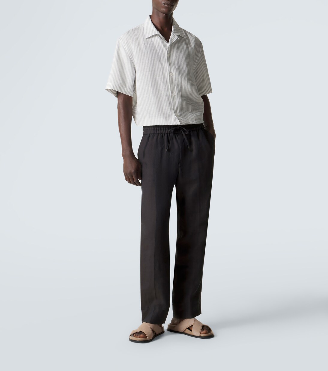 Leather-trimmed suede sandals | Brioni