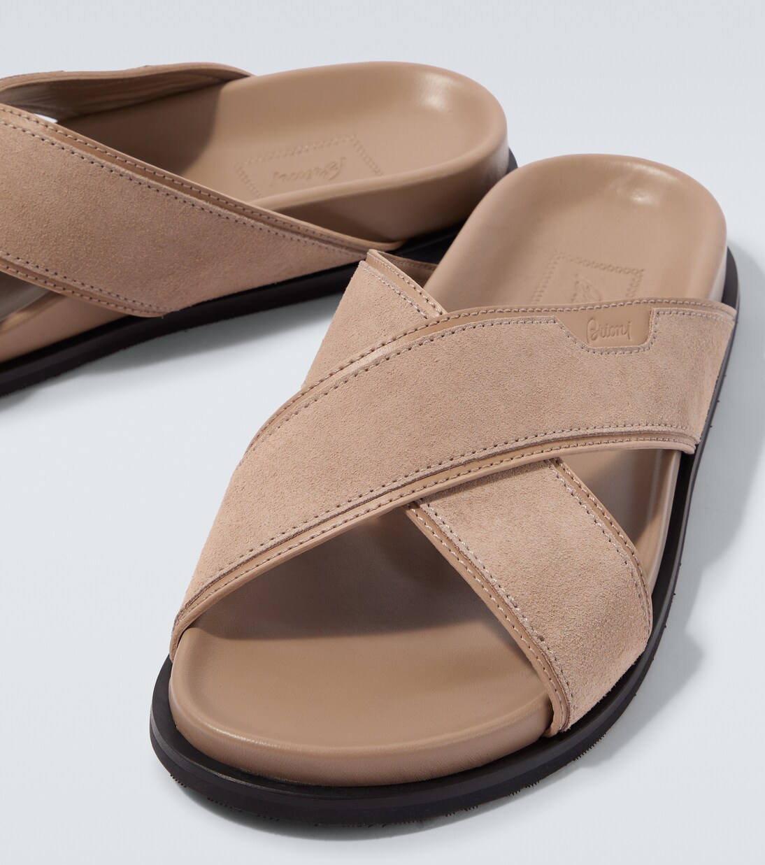 Leather-trimmed suede sandals | Brioni