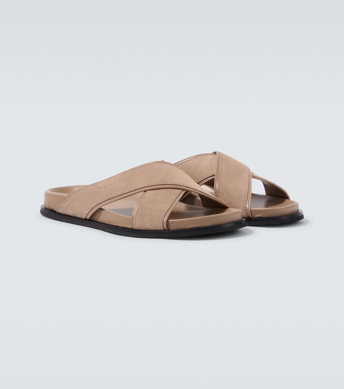 Leather-trimmed suede sandals | Brioni