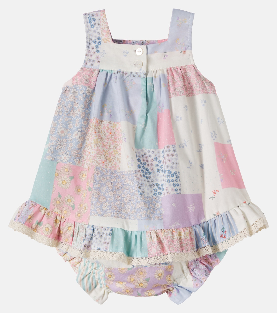 Baby Ayla and Silla cotton dress and bloomers set | Wheat