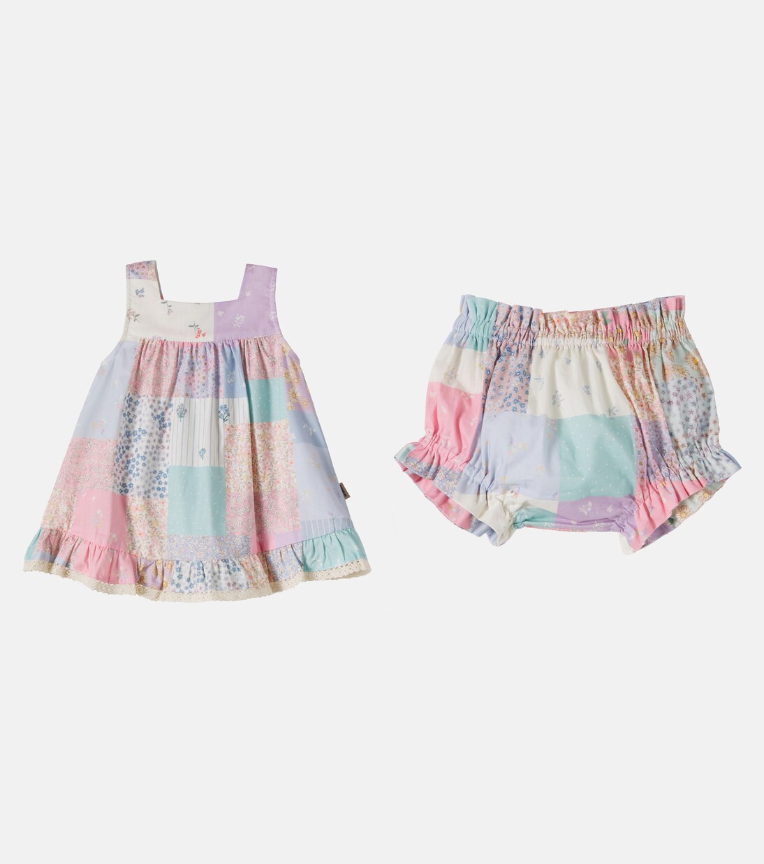 Baby Ayla and Silla cotton dress and bloomers set | Wheat