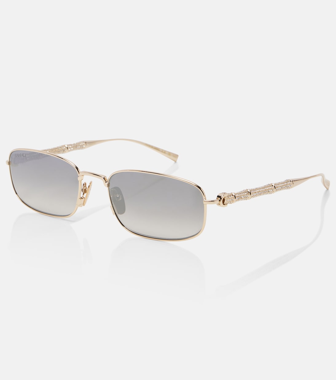 Bamboo crystal-embellished rectangular sunglasses | Gucci