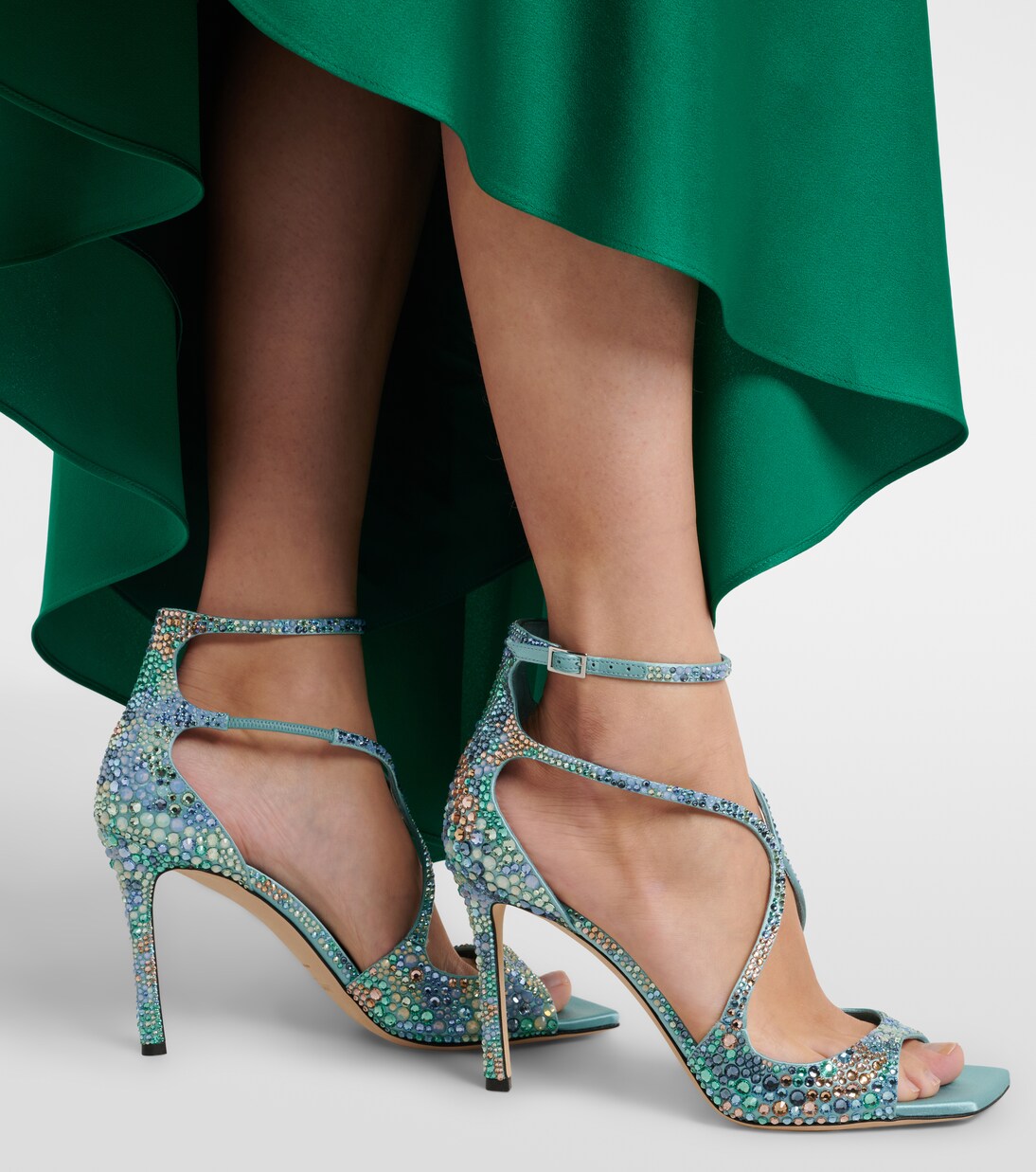 Azia embellished satin sandals | Jimmy Choo