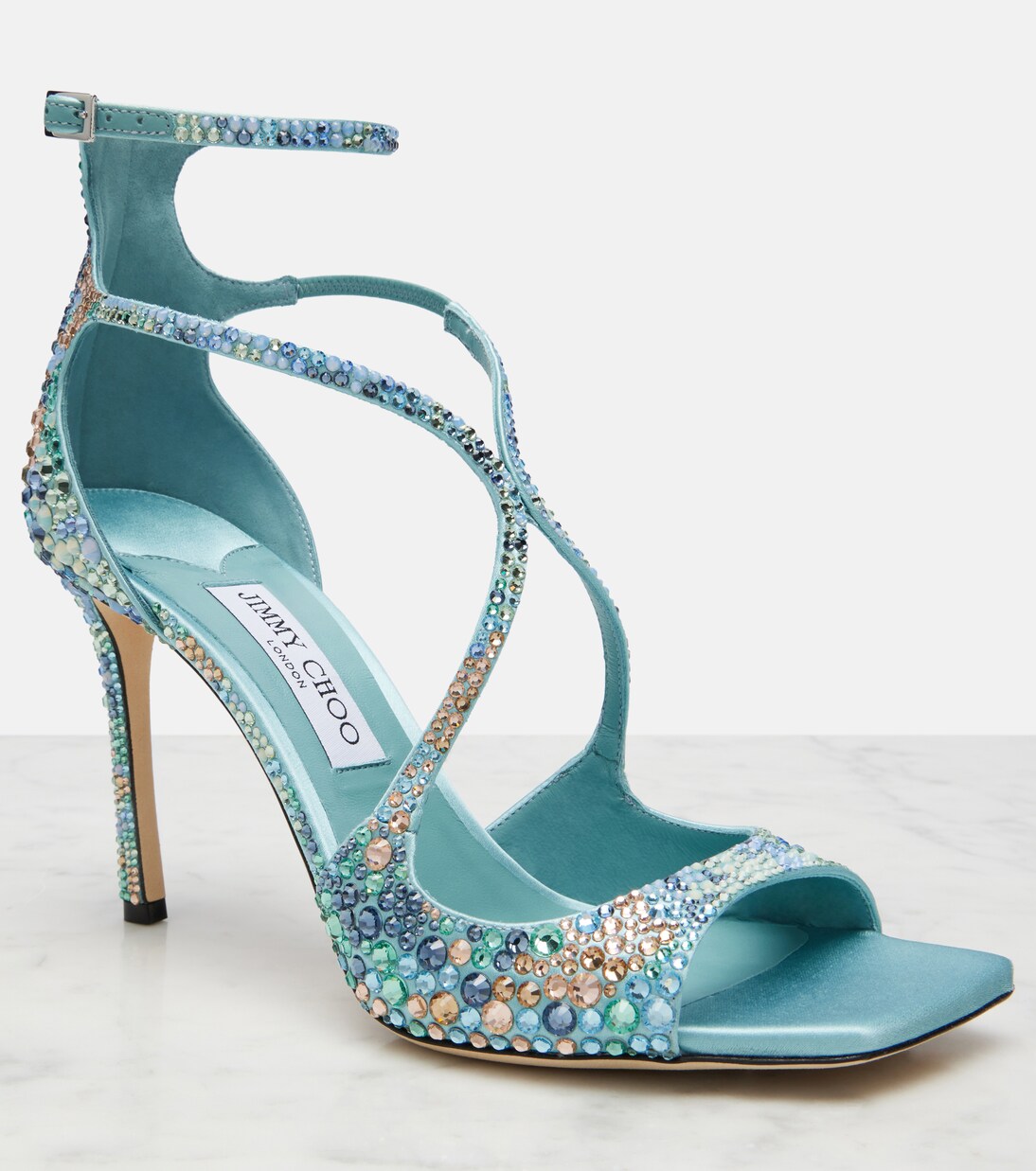 Azia embellished satin sandals | Jimmy Choo
