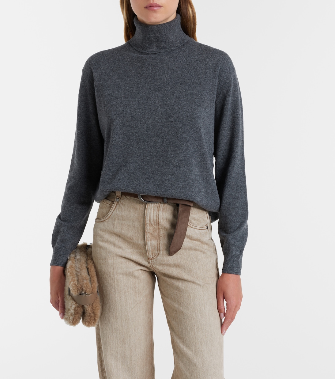 Pullover in cashmere a collo alto | Brunello Cucinelli