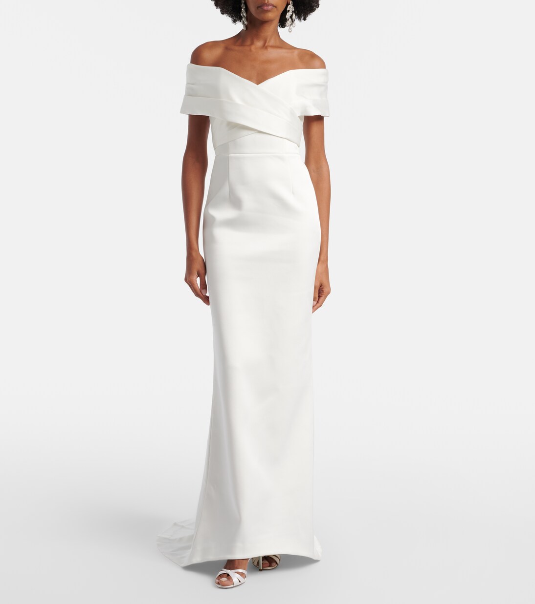 Bridal Blaise off-shoulder satin gown | Rebecca Vallance