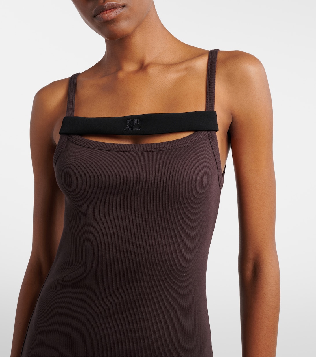 Ribbed-knit cotton jersey midi dress | Courrèges