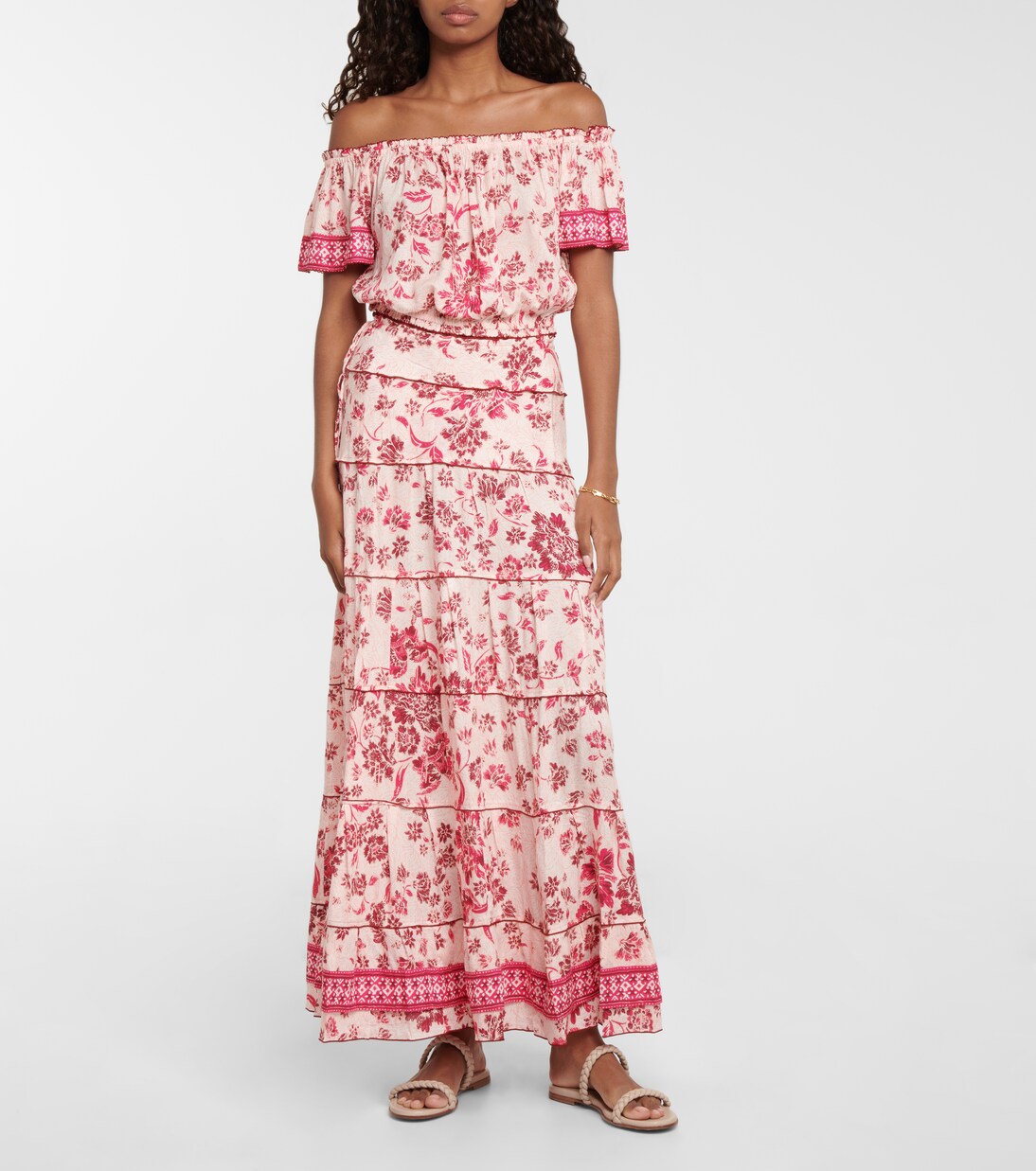 Blouse Camilla imprimée à encolure bardot | Poupette St Barth