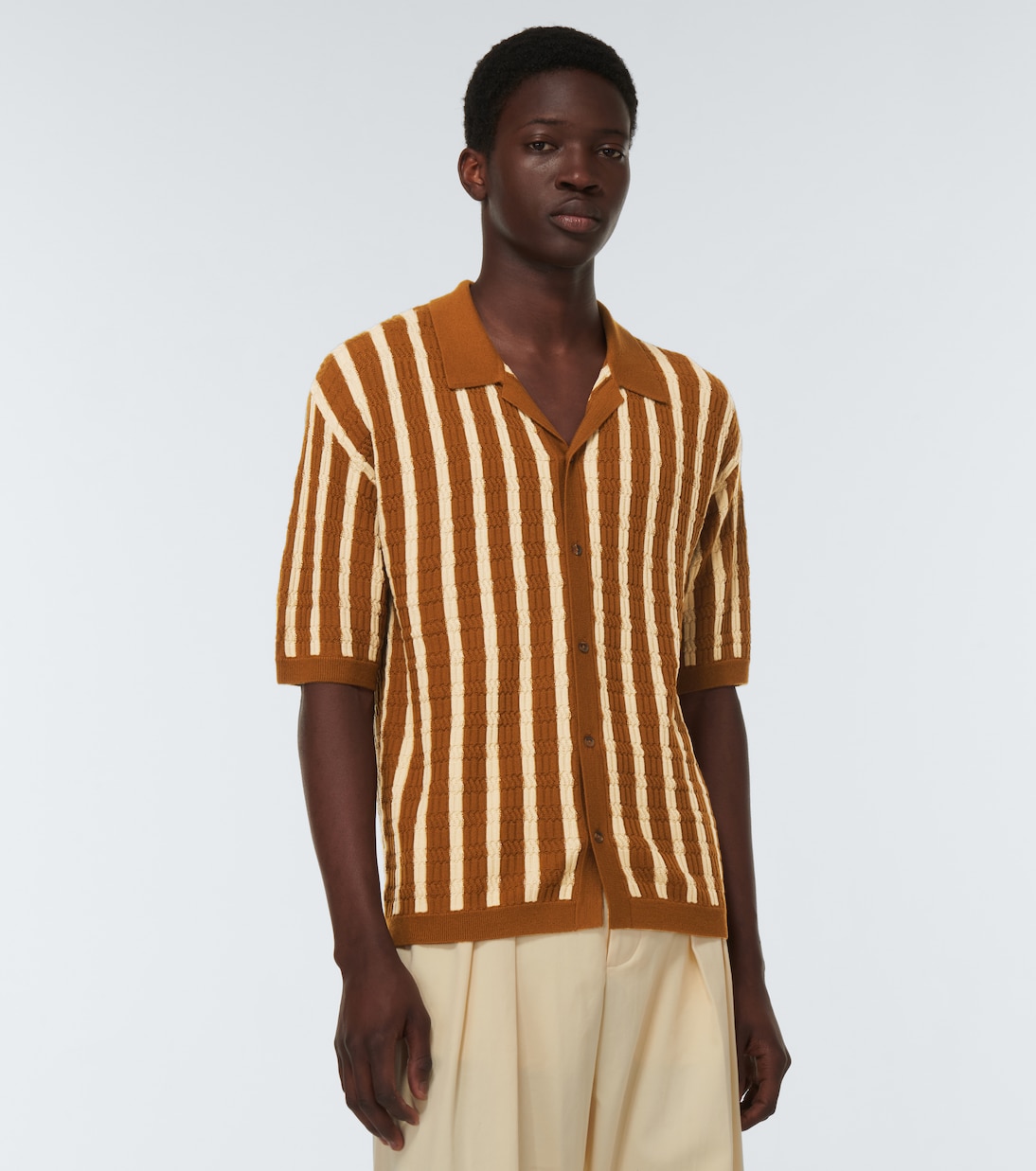 Striped virgin wool bowling shirt | King & Tuckfield