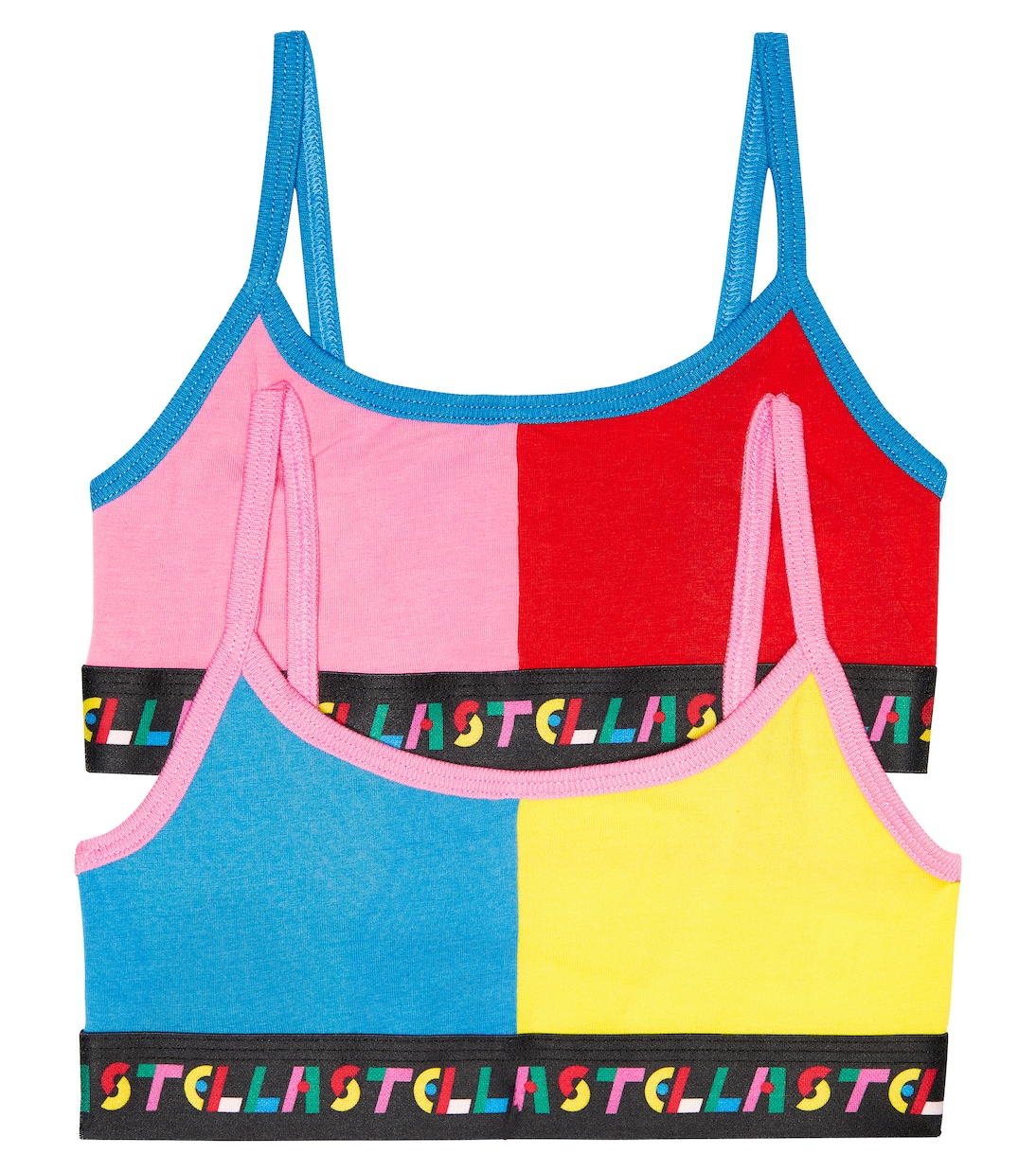 Set of 2 cotton-blend jersey bralettes | Stella McCartney Kids