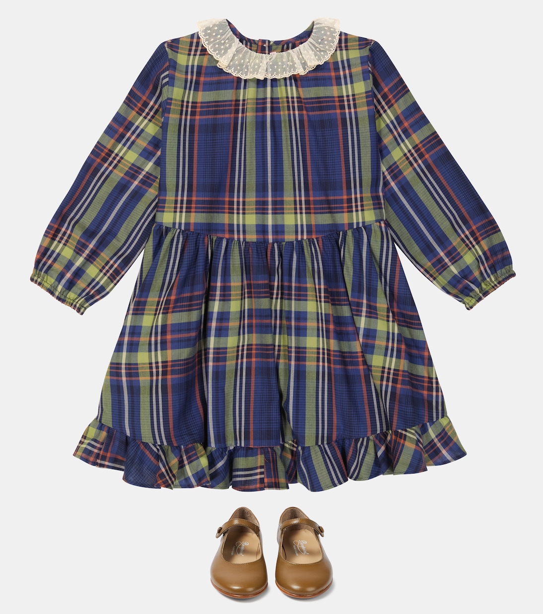 Thays tartan cotton dress  | Bonpoint