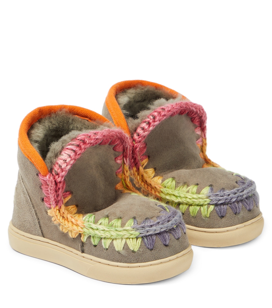 Crochet-trimmed suede sneakers | Mou Kids