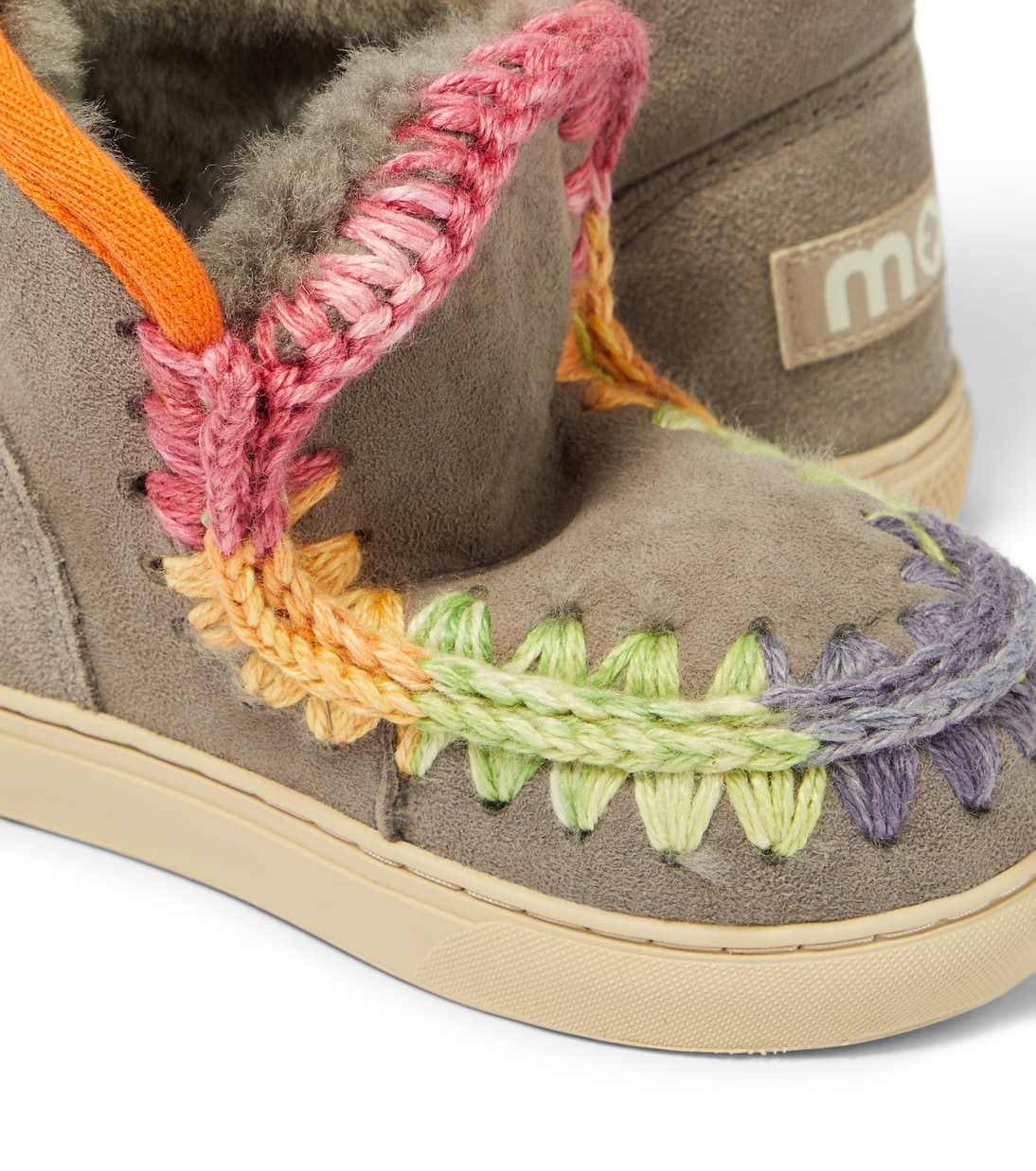 Crochet-trimmed suede sneakers | Mou Kids