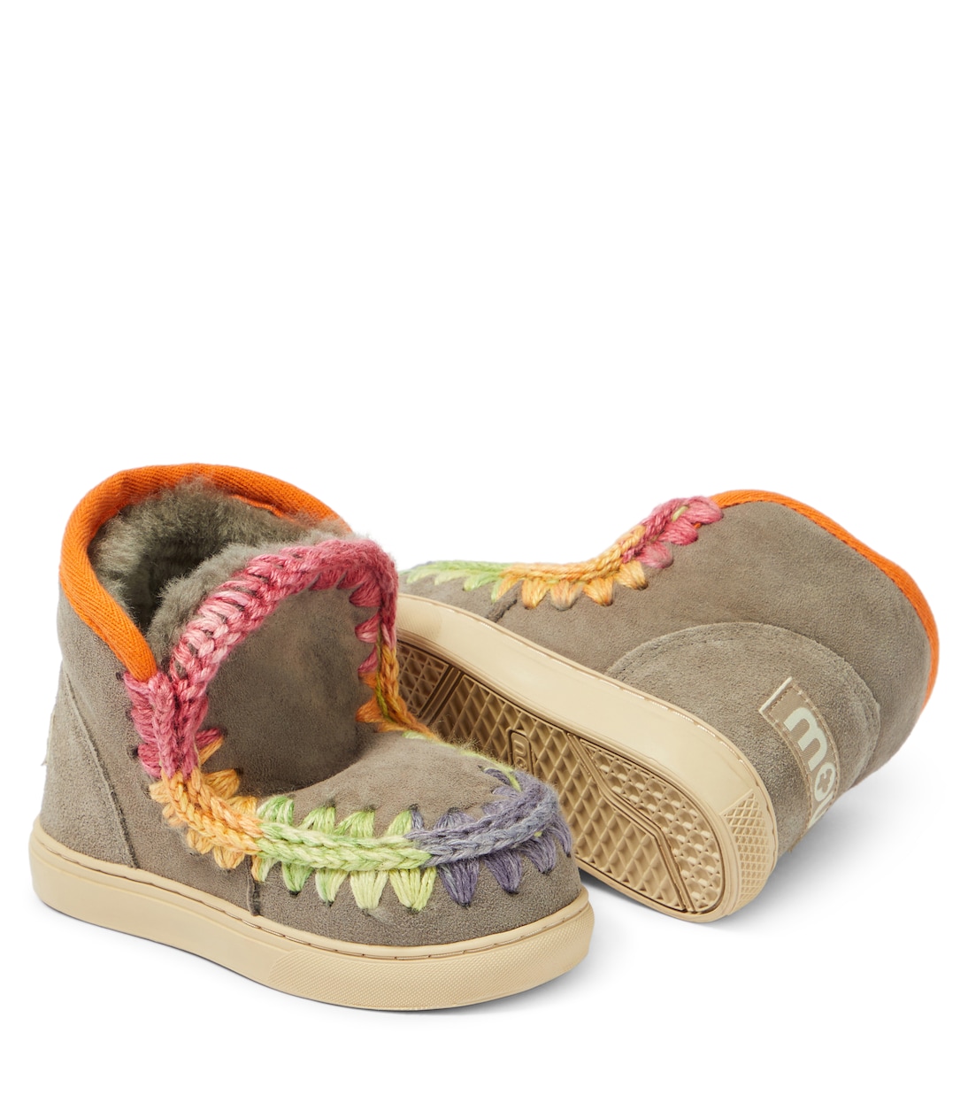 Crochet-trimmed suede sneakers | Mou Kids