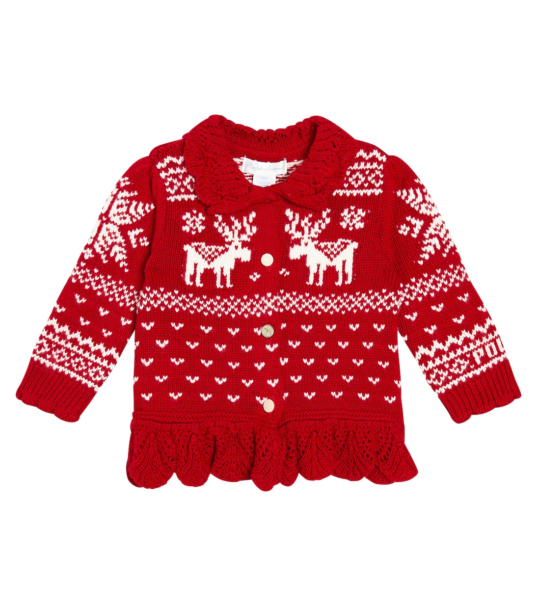Baby intarsia cotton and wool cardigan | Polo Ralph Lauren Kids