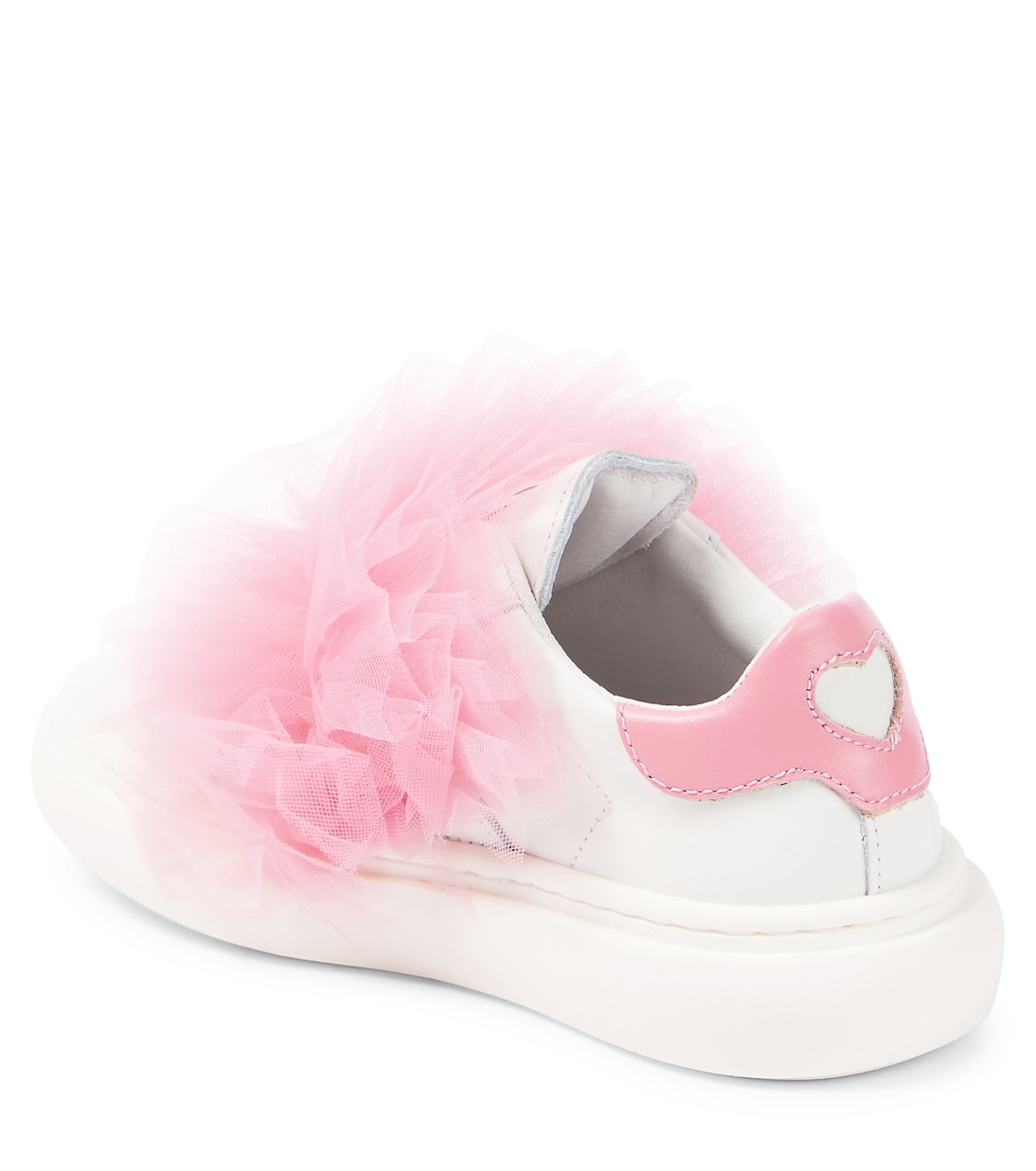 Appliqué leather and tulle sneakers | Monnalisa