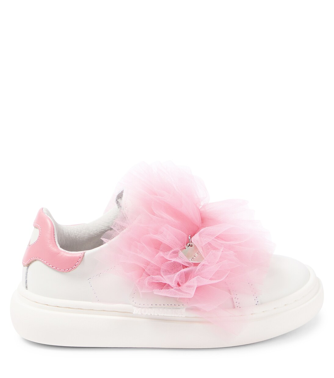 Appliqué leather and tulle sneakers | Monnalisa