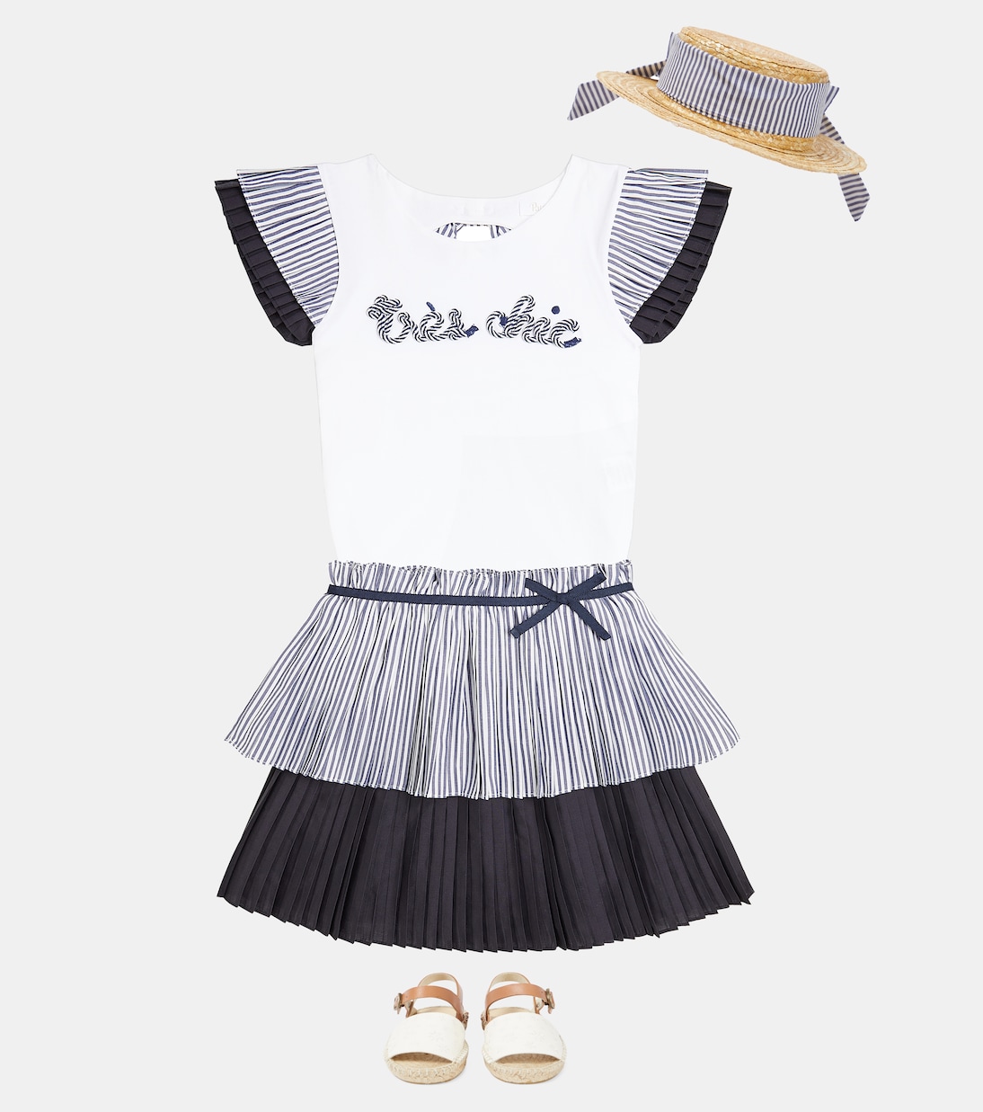 Striped cotton-trimmed raffia sun hat | Patachou