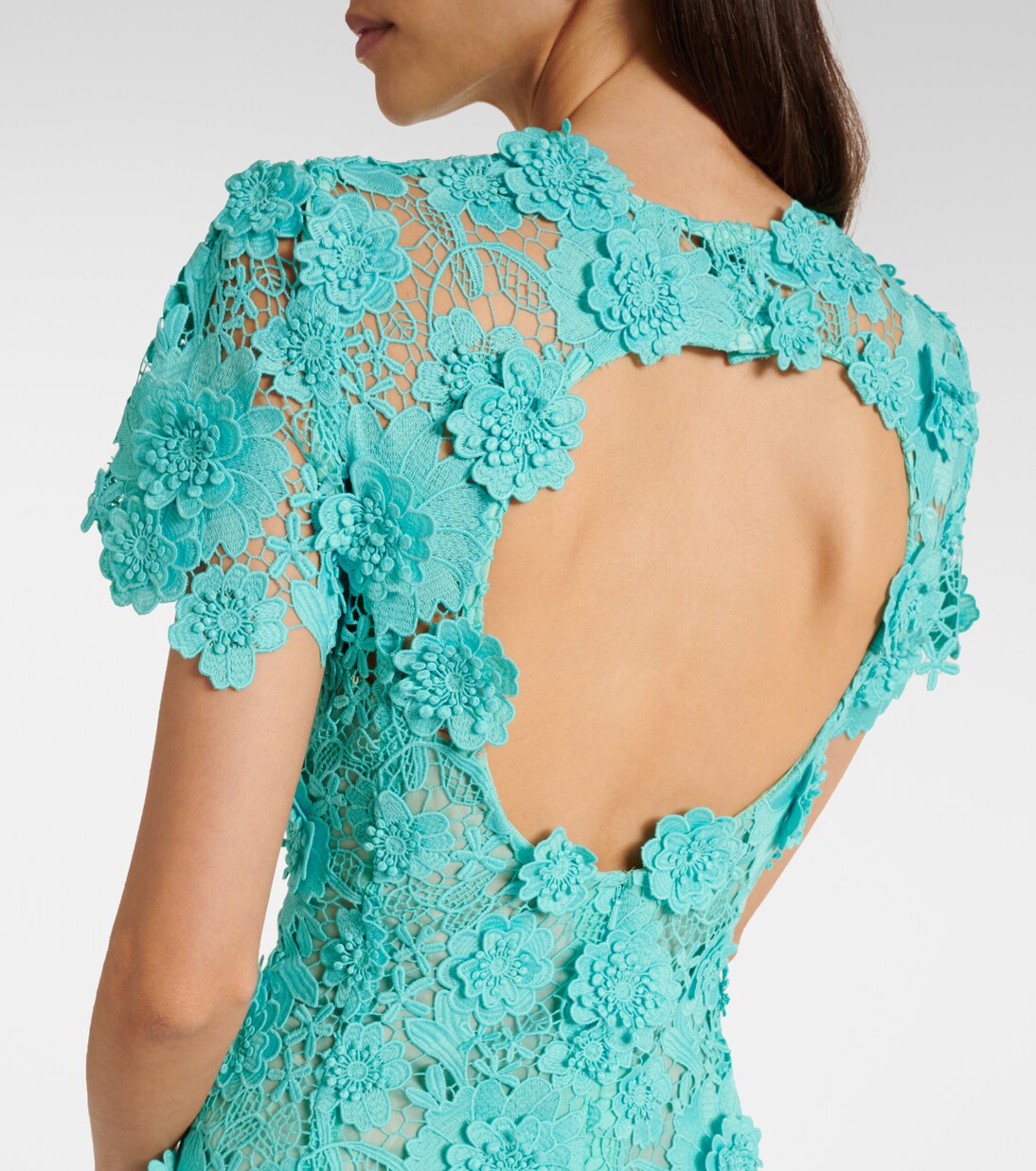 Robe midi en dentelle à fleurs | Oscar de la Renta