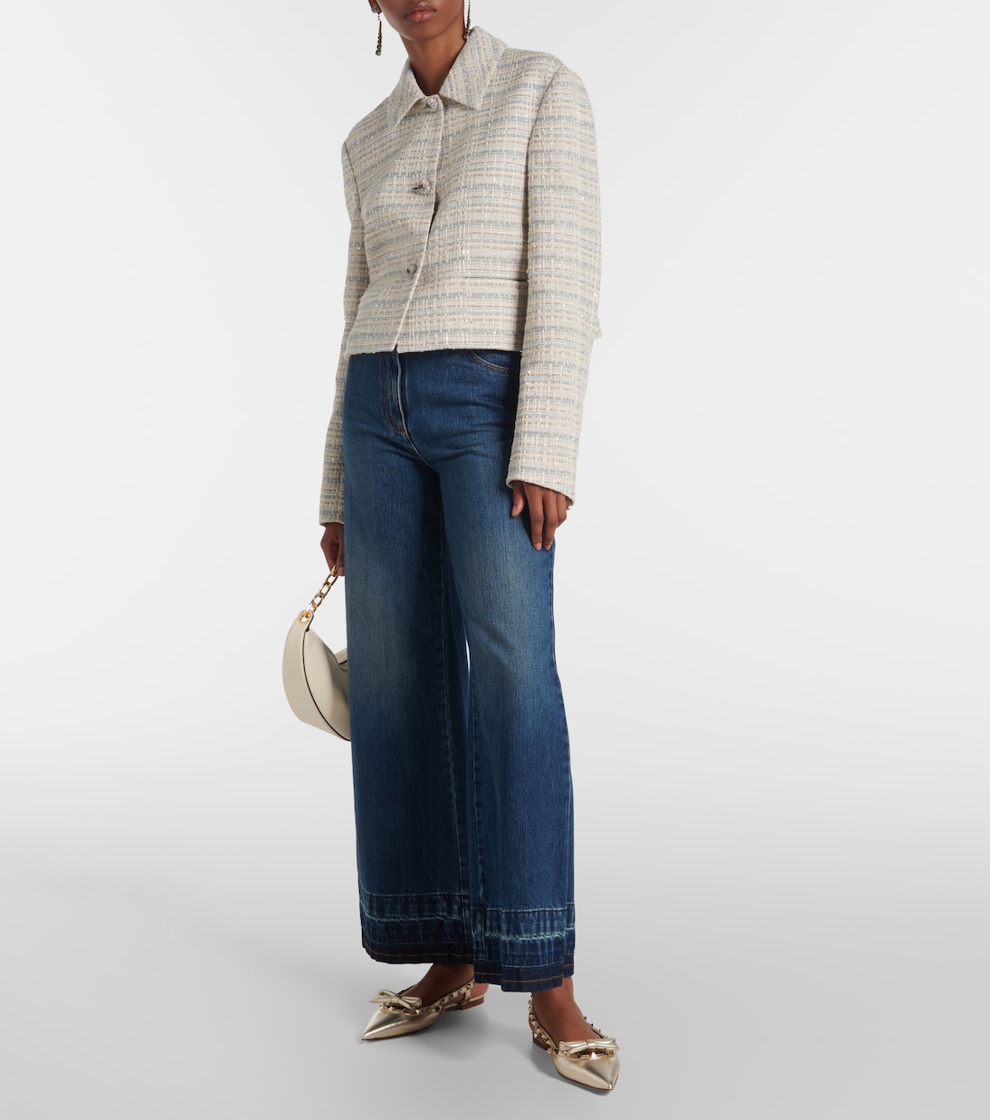 Rockstud metallic leather slingback flats | Valentino Garavani