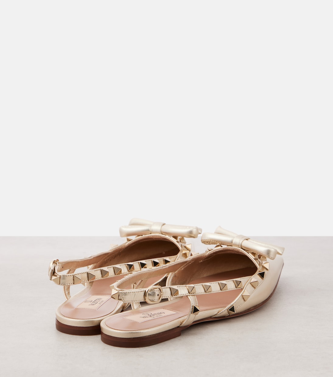 Rockstud metallic leather slingback flats | Valentino Garavani